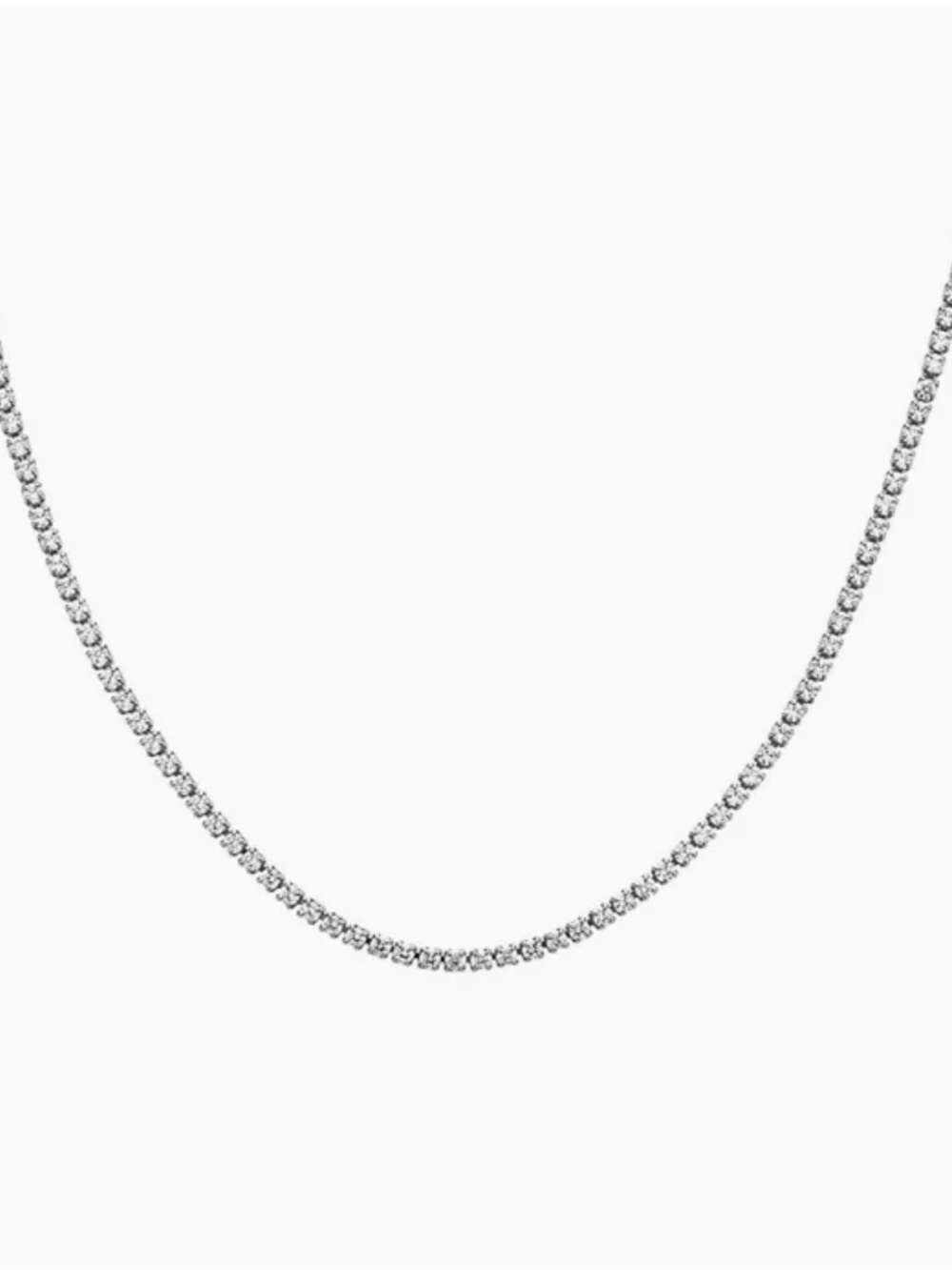 2mm Adina Eden Slim Tennis Necklace in Silver Tone NEW